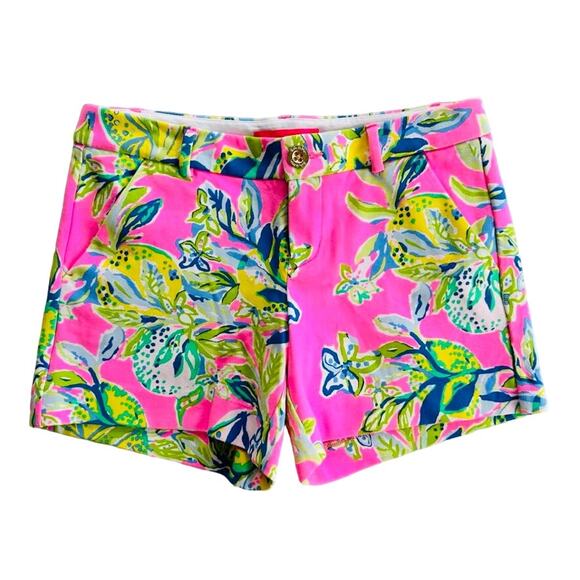 Lilly Pulitzer Pants - Lilly Pulitzer Callahan Knit Short Size 2 Bright Pink Floral Tropical Beach